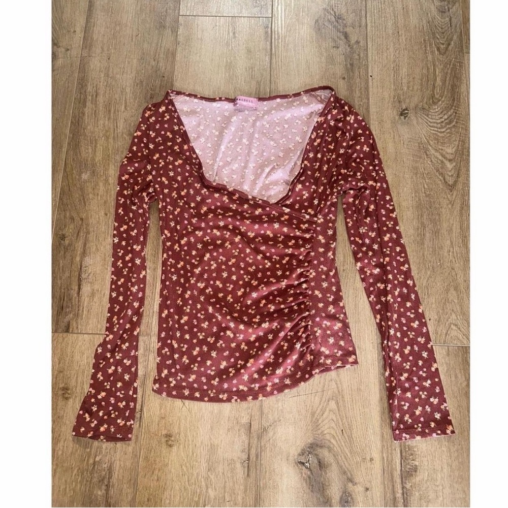 Burgundy Floral Long Sleeve Top